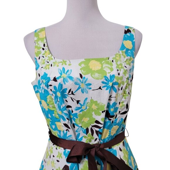Sweet Size 8 Pistachio Green, Bright Blue and White Sleeveless Sheath Dress - Picture 2 of 11
